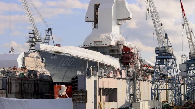 New ship building at the harbor island in Seattle, Washington state.
