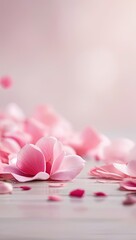 pink rose petals and water