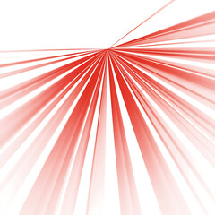 Abstract red light rays emanating from a central point on a white background