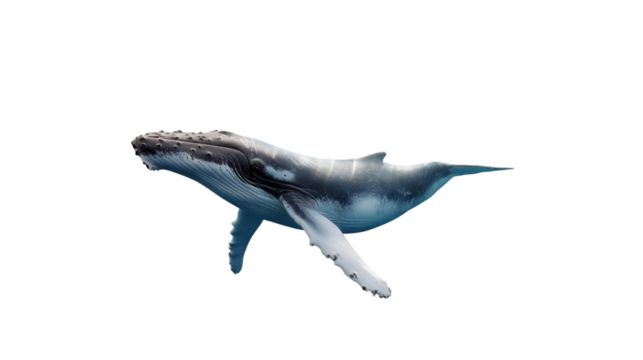 Whale in Ocean: A majestic whale glides gracefully through the ocean depths, its massive form a testament to the wonders of marine life.