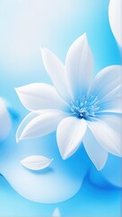 white flower on blue background
