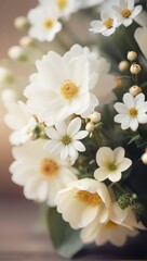 bouquet of white flowers on white background