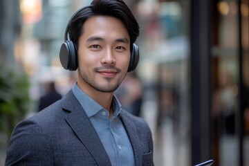 Close-up portrait of a Latin American man sitting in a modern office and smiling at the camera, exuding confidence and professionalism in a workplace environment, Generative AI