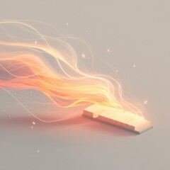 Typing on Keyboard Futuristic Keyboard with Dynamic Light Trails and Glowing Data Streams in a Modern Tech Style