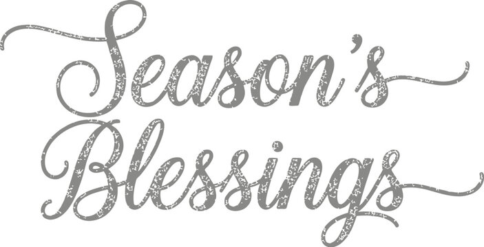 Season's blessings text in silver glitter on white background