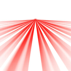 Red light streaks converging to a vanishing point on a white background