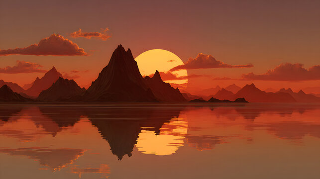 Sunrise over lake and grand canyon