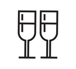 Dos copas de champa&ntilde;a brindando &mdash; &iacute;cono minimalista de celebraci&oacute;n