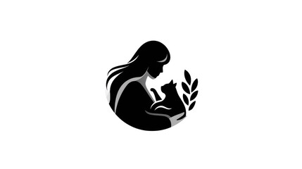 Embracing Companion: A tender illustration depicts a woman gently cradling a beloved cat, symbolizing the deep bond of affection and the comfort of companionship.