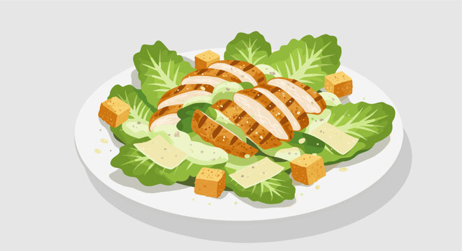 Chicken Caesar salad croutons grated cheese