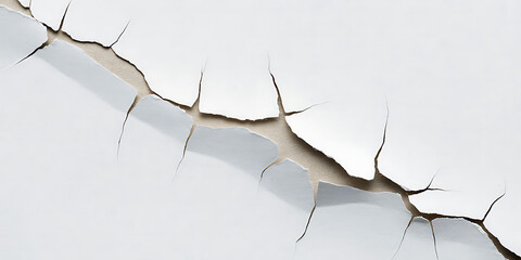 Cracked white surface with a deep fissure revealing a darker interior