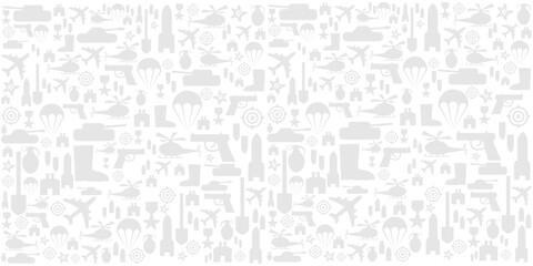 Defenders day military seamless vector pattern on white background. Elements and symbols of the  army.  Vector