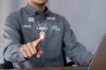 Digital chatbot, chat assistant, AI robot, artificial intelligence, chat technology, concept	