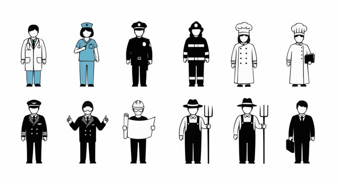 Diverse Group of Professionals Representing Various Occupations and Careers.