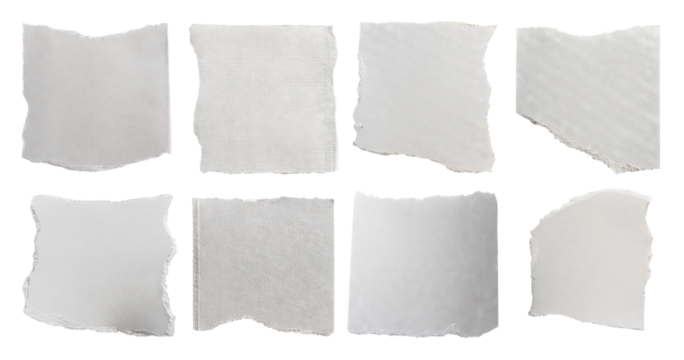 Textured paper collection with various shapes and patterns for design, Bundle Set Collection, Isolated on Transparent Background