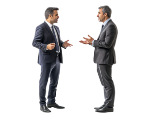 Two Businessmen Engaging in Friendly Discussion with Gestures