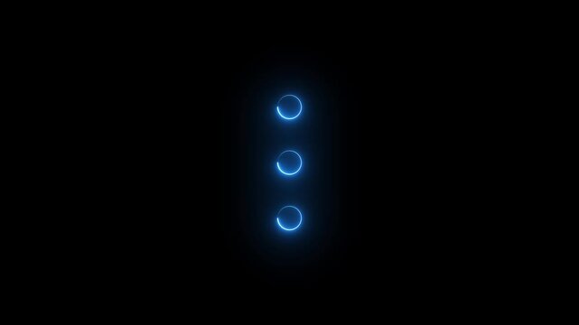 Vertical menu dots icon animation on black background, UI loading indicator, navigation button motion, digital interface design, minimalistic tech animation, modern web and app interface