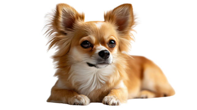 Chihuahua's Elegant Pose: A charming chihuahua, exuding grace and poise, is captured in a relaxed pose, with its attentive gaze, a testament to its innate elegance.