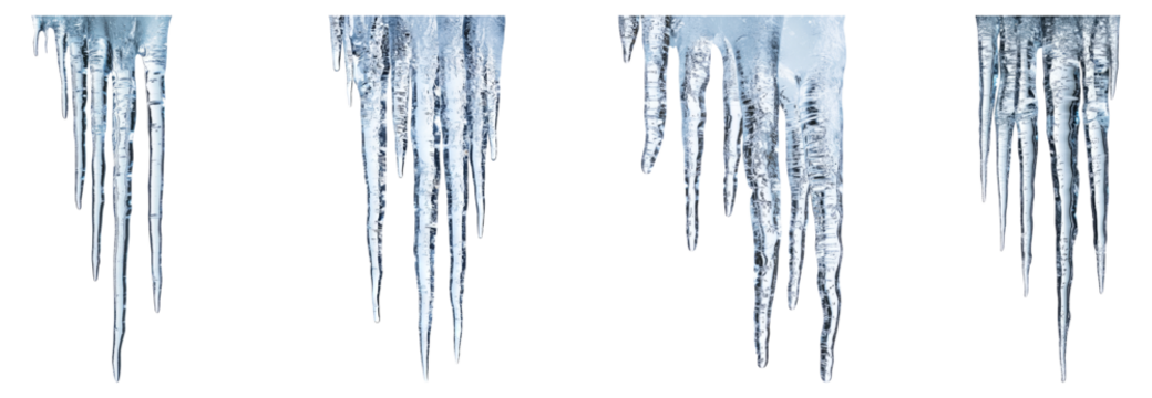 Stunning Icicles Hanging from Roofs in Winter Wonderland Scene