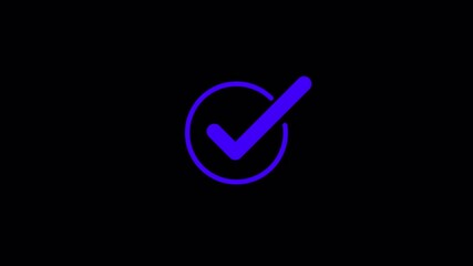 Motion graphic animation of a successful purple checkmark appearing inside a drawing circle, perfect for validation and task completion