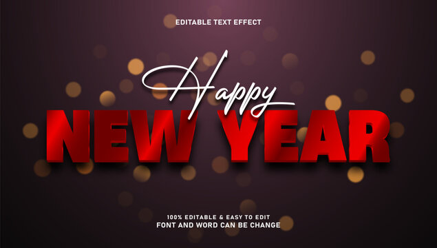 Happy New Year text effect with elegant style that can be edited