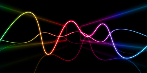 Abstract background with colorful neon wavy, glowing in spectrum light