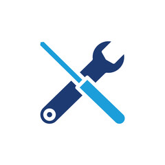 Tools and Service icon. Screwdriver and wrench colored icon vector design good for web or mobile app
