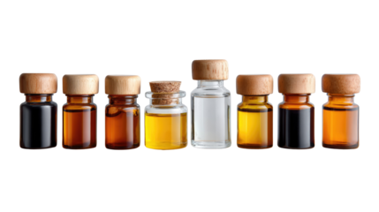 Aromatherapy Elixirs: A collection of various essential oils displayed in elegant glass bottles, the epitome of tranquility and rejuvenation.