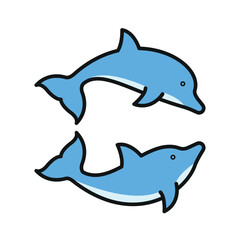 Two Dolphin icon for vibrant sea life and ocean design materials.