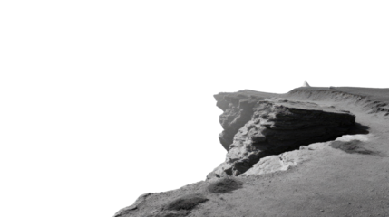 Cliffside Silhouette: A lone figure stands poised atop a rugged cliff, gazing out at a vast, open expanse, capturing a moment of solitude and contemplation against the horizon.