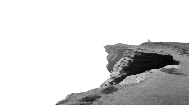 Cliffside Silhouette: A lone figure stands poised atop a rugged cliff, gazing out at a vast, open expanse, capturing a moment of solitude and contemplation against the horizon.