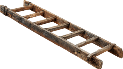 Old wooden ladder isolated on transparent background Remove png