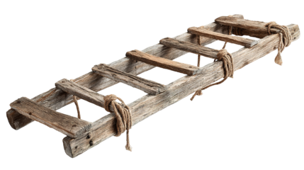 Old wooden ladder isolated on transparent background Remove png