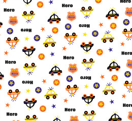 Fototapeta premium little hero police car all over print vector