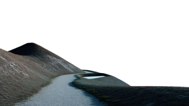 Winding Mountain Path: A scenic mountain path curves gracefully, inviting exploration amidst natural beauty. 