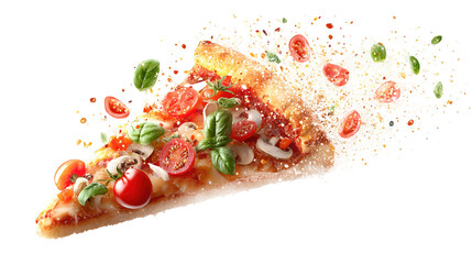 Pepperoni pizza slice isolated on transparent background PNG image 