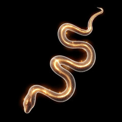 Fototapeta premium Glowing snake with shimmering, ethereal appearance gracefully twists against dark background, creating effect of elegance and mystique. luminous design captivates viewer attention
