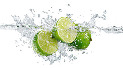 Bright green lemon on white background PNG image 