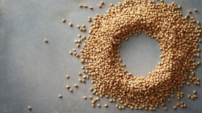 Grains Arrangement: A close-up shot presents a captivating circular arrangement of scattered grains, each one a testament to natural abundance.