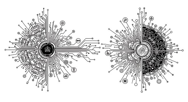 Intricate Circuitry Design - Futuristic Technology and Data Visualization.