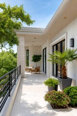 Obraz premium Modern house balcony with outdoor lounge furniture