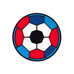 Fototapeta premium Dynamic red, white, and blue soccer ball design, perfect for sports branding, event promotion, and energetic graphics