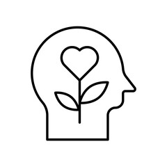 Healthy mind icon designed in elegant vector line style, isolated on a white background. Perfect for mental wellness programs, therapy centers, mindfulness apps, and psychological health concepts.