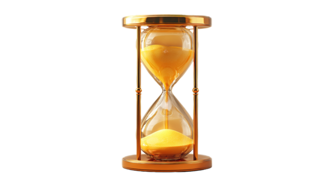 Golden Hourglass with Flowing Sand