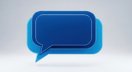 Naklejka premium Blue speech bubble icon with white outline, for chat or chatbox, overlay effect, for website or app, isolated on white background