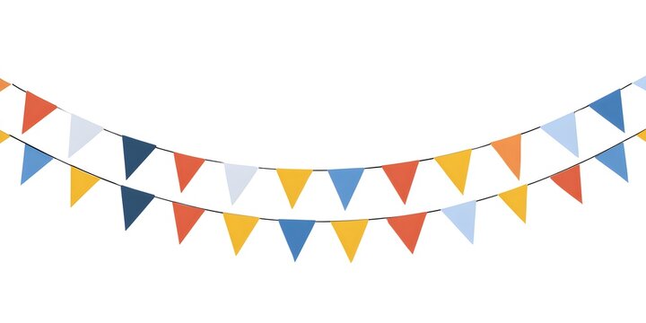 Vibrant party bunting flags create a festive atmosphere for celebrations, birthdays, and events, adding a cheerful splash of color to any joyous occasion.