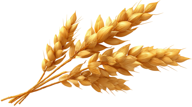 An ear of wheat isolated on transparent or white background, png