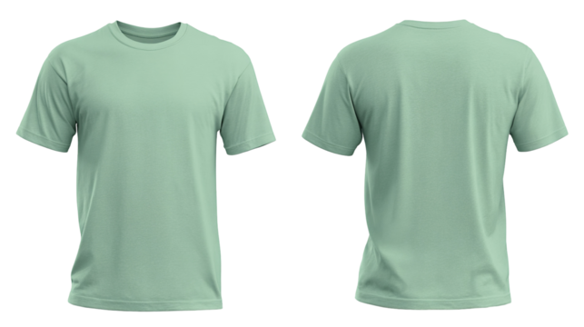 sky blue t shirt round neck front and back side template isolated on transparent white background 