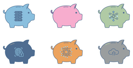 Fototapeta premium piggy bank icons set