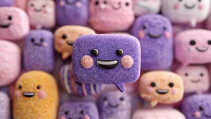 Colorful characters abstract illustration of happy faces and speech bubble - Powered by Adobe